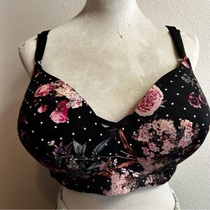 Torrid Floral Black Women's Bra Sz 42 DDD good condition